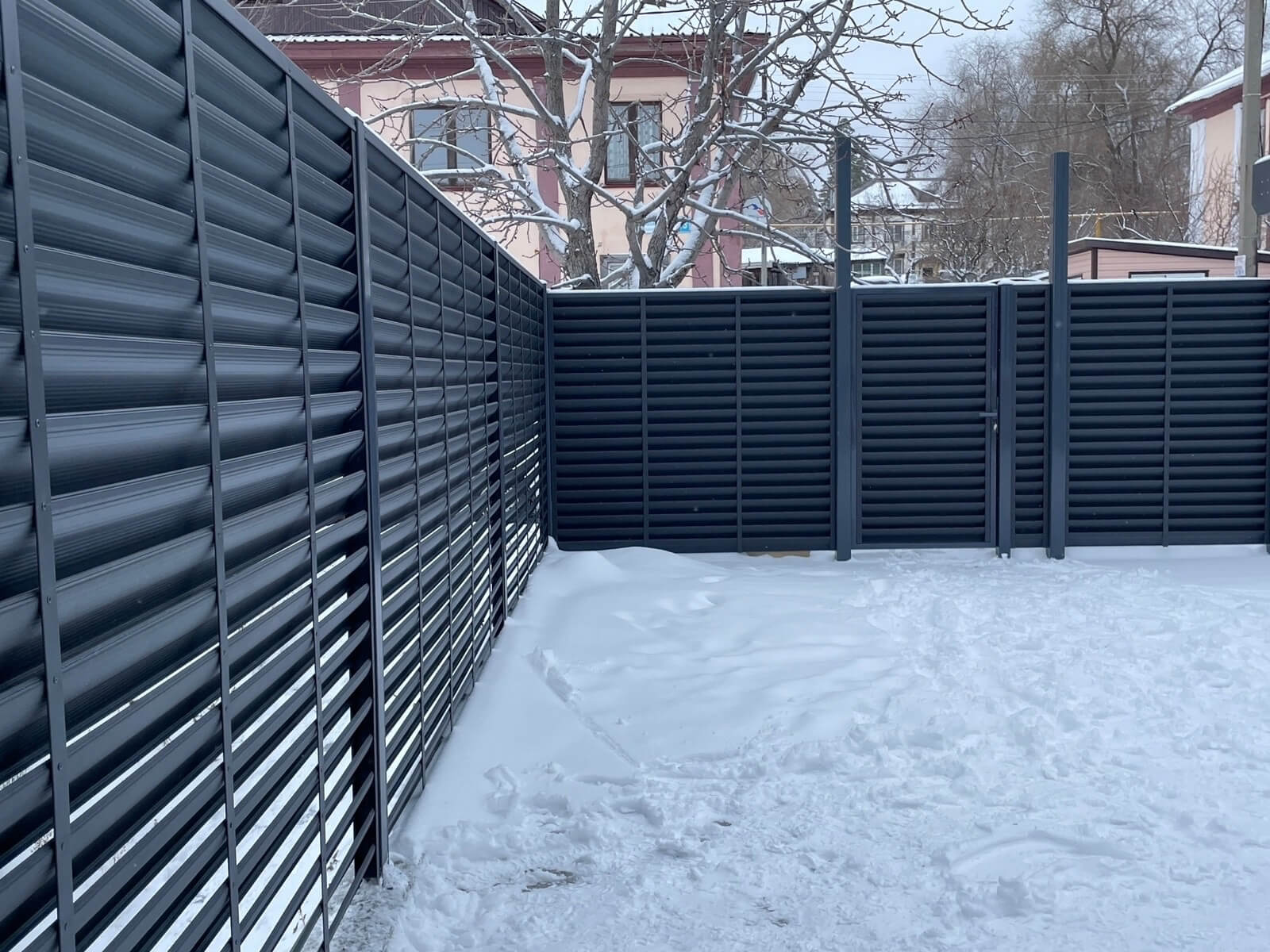 Забор-жалюзи 53м RAL7024/7024 Серый Графит двусторонний МАТТЕ фото 3 в Новочеркасске